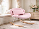 25.59"W x 33.66"D x 29.53"H Indoor Teddy Fabric Rocking Chair, Soft Fluffy Lounge Rocker with White 96668608
