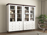White MDF Display Storage Cabinet,Tall Kitchen Pantry Cabinets with Glass Doors and Adjustable W409P195106