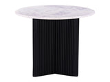 Luxurious Round Mable Topped Pedestal Side/End Table, Living Room Accent Table, White/Black B011P216672