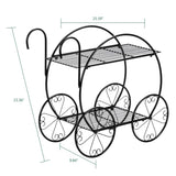 Paint With Handle Cart Shape 2 Layer Plant Stand Black 98903274