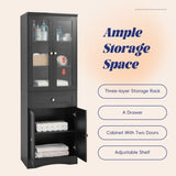 Tall Bathroom Storage Cabinet, Cabinet with Four Doors and Drawers, Adjustable Shelf, MDF Board, N725P186649B
