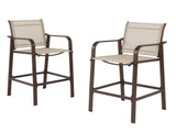 2pcs Wrought Iron Brown Frame Beige Cloth Surface Garden Bar Chair 90913545
