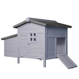 Outdoor Free-Range Wooden Chicken Coop with Asphalt Roof, Leak-Proof Pull-Out Tray, Secure Predator W773P332358