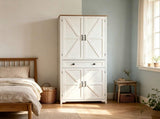 () 4-Door 1-Drawer Barn-Style Wardrobe Embossed Particleboard Storage Cabinet 16197999