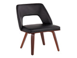 Mid-Century Modern Upholstered Chair in Walnut Bamboo and Black Faux Leather - Set of 2 B202P223663