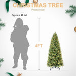 ZUN 8FT Pre-Lit Slim Christmas Tree, Green, Fir Xmas 'Feel Real' Artificial Tree, White Lights, Metal W1773P203629