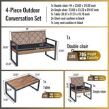 ZUN 4-Piece Patio Furniture Set Outdoor Balcony Porch Garden Backyard Lawn Furniture Acacia Wood Table W2391P149818