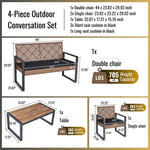 ZUN 4-Piece Patio Furniture Set Outdoor Balcony Porch Garden Backyard Lawn Furniture Acacia Wood Table 07119196