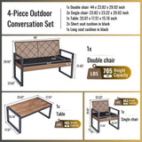 ZUN 4-Piece Patio Furniture Set Outdoor Balcony Porch Garden Backyard Lawn Furniture Acacia Wood Table 07119196