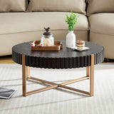 ZUN Modern Handcraft Drum Coffee Table 31.5 inch Round Coffee Table for Living Room,Small Coffee Table W2582P167649