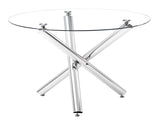 90*90*75cm Round Glass Dining Table Transparent Glass Table Leg Cross Design 73087134