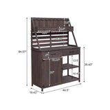 Brown Fir Wood Potting Bench - 5-Drawer Garden Workstation with Slatted Back Panel & Storage Cabinet N769P282380B