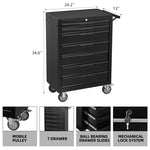 ZUN 7-Drawering Tool Chest Cabinet, Large Capacity Metal Tool Box with Wheels and Cylinder Locking, W3037P242000