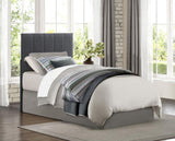 1pc Twin Headboard Gray Fabric Upholstery Padded Vertical Channel Tufted B011P210113