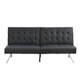 ZUN WOOD FRAME, STAINLESS LEG, FUTON, SOFA BED BLACK PVC W2297P247530