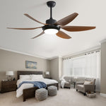 ZUN 54 Inch Indoor Ceiling Fan With Dimmable Led Light ABS Blades Remote Control Reversible DC Motor For W934P214631