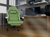 Ergonomic Gaming Chair with Pocketed Spring Cushion, Breathable Fabric Computer Chair with Footrest, 46562165