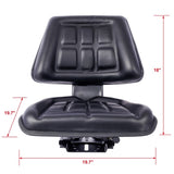 Tractor Seat w/ Backrest Black Slide Track Steel/PVC Compact Mower W46577688