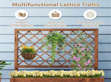 39" Pine Wood Raised Garden Bed with Diamond Trellis, Elevated Planter Box for Climbing Plants 11720281