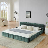 King size Upholstered Bed Frame Thick Fabric, Chenille Fabric Grounded Queen Size Platform Bed W487P246687