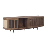 Mid-century modern style Walnut TV STAND Cat house pet friendly With Sliding door flip-down N843P251412W
