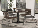 Brown and Black Round Dining Table B062P153874