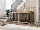 Dog Crate Furniture with Two Combined Room, XL Double Dog Cage Furniture with Tray for Medium W420P207590