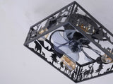 20'' Square Fabric Farmhouse Flush Mount Ceiling Fan .Bladeless Ceiling Fan 6 Speed Reversible with W3596P456605