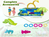 82" Inflatable Jungle Spray Pool with Giraffe Sprinkler & Slide, Kids Water Play Center for Backyard 56775058