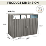 Garbage Bin Shed Stores 2 Trash Cans Metal Outdoor Bin Shed for Garbage Storage,Stainless Galvanized W540133888