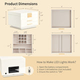 Elegant LED Jewelry Box with 3-Color Mirror Light & Ambient Glow White Cabinet & Pink Velvet 30731436