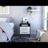 Nightstand 20"H, Two Drawers, Superior Top, Metal Handles, Smokey Oak / White B097133064