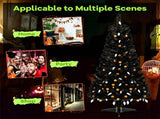 4.5 FT Pre-Lit Black Halloween Tree with 65 Ghost Cold White Lights & 65 Pumpkin Orange Lights, 04349975