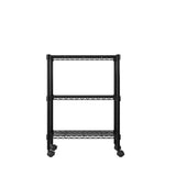3-Layer Plastic Coated Iron Shelf with 1.5" Plastic Wheels 350*600*850 Black 03624024