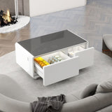 ZUN Modern Smart Coffee Table with Built-in Fridge, Bluetooth Speaker, Wireless Charging, Touch Control W1172P178882