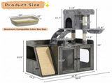 Litter Box Enclosure with Cat Tree, Hidden Litter Box with LED Light, Sisal Scratching Board and N704P443507E