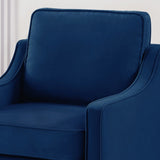 Modern 3 Person seat Sofa Couch with Scooped Armrest/Wood legs,Upholstered Velvet 3-seat Sofa with W2186P143471