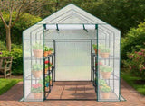 Large Walk-in Greenhouse with PE Cover & Side Windows, 12-Shelf Indoor Outdoor Portable Greenhouse 51283548