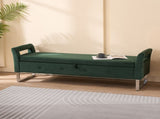 67.91"Wide Velvet Storage Soft Bench with Armrests for Living Room, Entryway and Bedroom. GREEN W3118P280145
