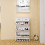 ZUN PVC Surface Shaker Shape Door Shoe Rack 3 Doors Shoe Cabinet With 2 Drawers With Open Space for W2139134911