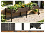 2-Section PE Rattan Raised Garden Bed, 29" Ergonomic Elevated Planter Box with Detachable Fabric 25197880