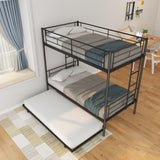 ZUN Twin Over Twin Metal Bunk Bed Frame with Trundle（Upgrade reinforcement version） 42508820