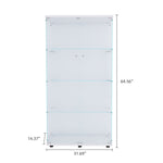 ZUN Two Door Glass Cabinet Glass Display Cabinet with 4 Shelves, White 99499710