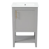 20" Bathroom Vanity with Sink, Bathroom Cabinet with Soft Closing Door, Storage Rack and Open Shelf, 62138412