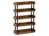5-Tier Anti-Tipping Open Bookcase with Elevated Legs, Rustic Brown Display Rack for Home Office 96463183