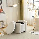 ZUN Cozy Boucle Storage Ottoman: Stylish Comfort with Hidden Storage, White N769P199879W