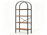 4Tier Arched Freestanding Bookshelf, Industrial Metal Frame Display Storage Rack with AntiTip 96878096