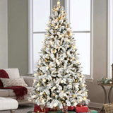 8ft Flocked Christmas Tree with 470L Colorful LED Lights with G45 ball, Realistic PEPVCHard Needle 68244348