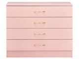 4-Drawer Storage Cabinet with Faux Rose Gold Handles Particleboard Drawer Dresser with Textured 22802785