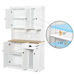 ZUN 71" Kitchen Pantry Storage Cabinet with Microwave Oven Countertop, Freestanding Hutch Cabinet with W282132412